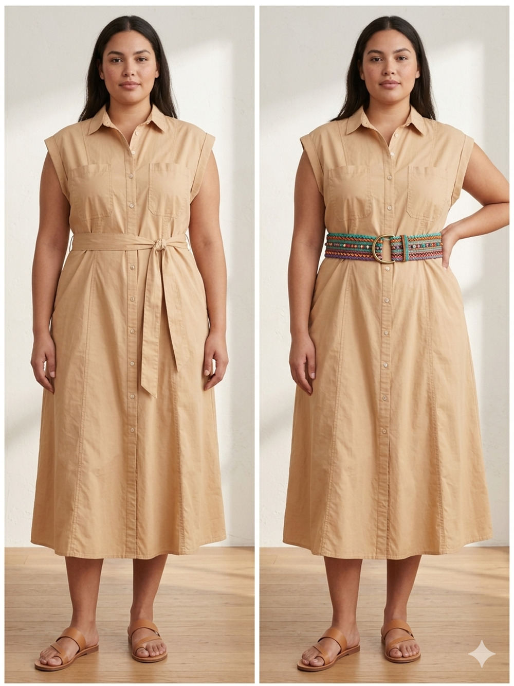 New Gap Shirtdress Midi 100% Cotton Fit & Flare Poplin career casual Large Tall